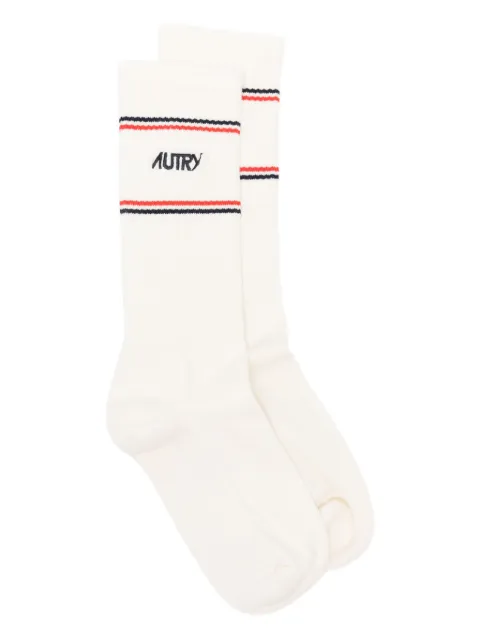 Autry x Maison Kitsuné striped logo socks White SOPUMK4W