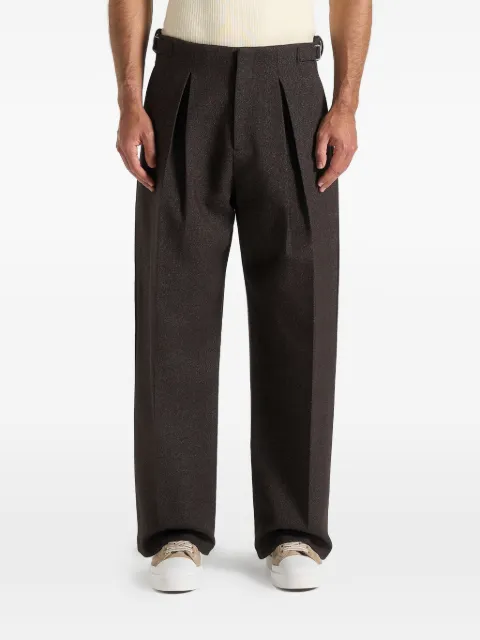 Manière De Voir Lior box pleat wide leg trousers Brown MAN3450