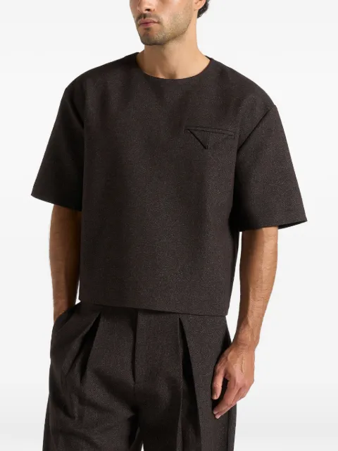 Manière De Voir Leon in dark brown boxy-cropped hatched T-shirt Brown MAN344911