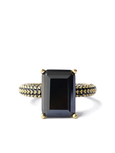 Izabel Display Mega rectangle-stone ring Black RCCMR