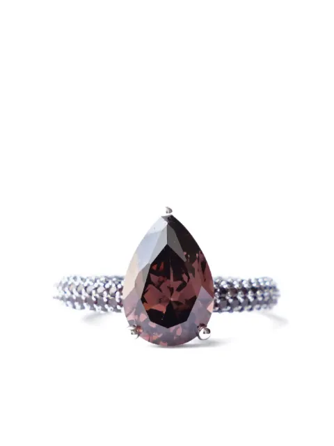 Izabel Display pear-cut zirconia ring Brown RCCMD