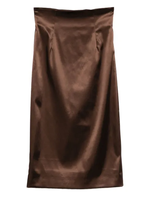 Dolce & Gabbana satin midi skirt Brown F4C6STFURAD