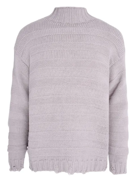 Gaëlle Paris high-neck frayed-hem sweater Pink GAABM01480