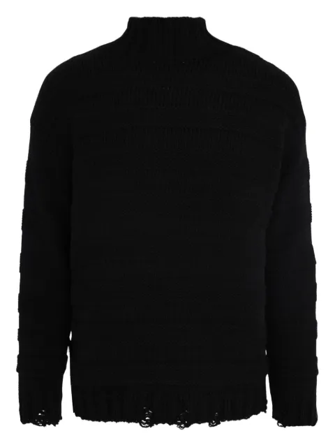 Gaëlle Paris high-neck frayed-hem sweater Black GAABM01480