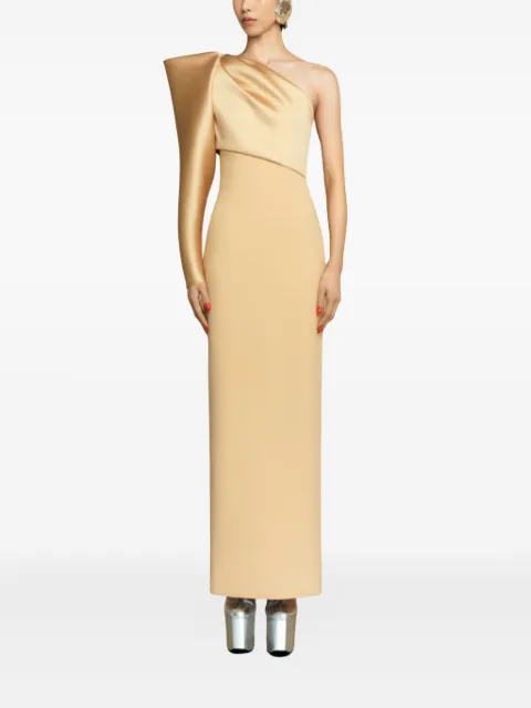 Solace London Tally satin-sleeve maxi dress Neutrals OS45037