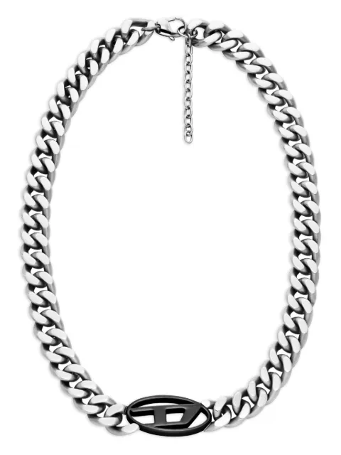 Diesel Dx1635931 curb-chain logo necklace Grey DX163500DJW
