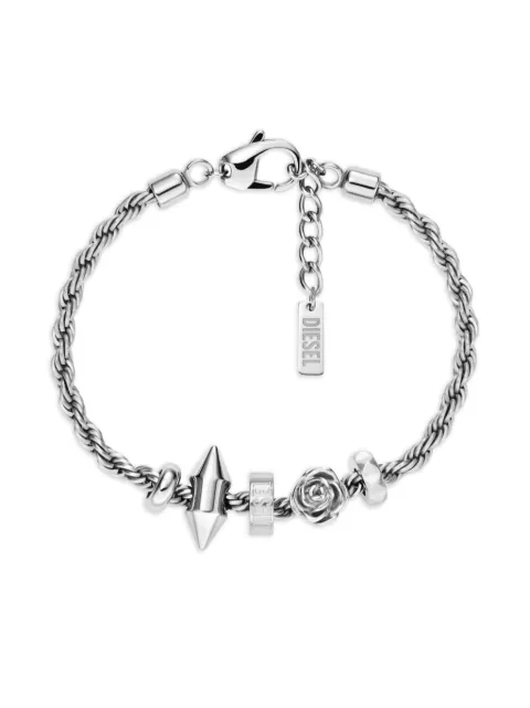 Diesel Dx1622040 rope-chain charm bracelet Grey DX162200DJW