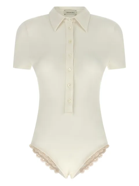 Magda Butrym crochet-detail bodysuit White 205725CREAM