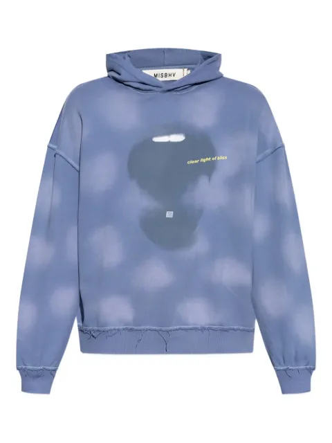 MISBHV cloud-print frayed-hem hoodie Blue 251M210