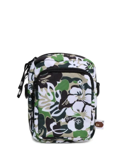 A BATHING APE® hibiscus-print camouflage messenger bag Green 001SGL701004F