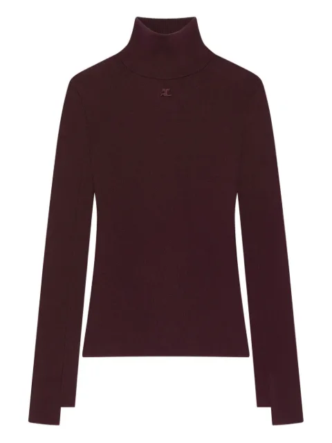 Courrèges mock-neck long-sleeve sweater Red 425MPU260FI0001