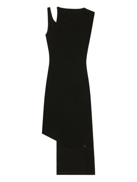 Courrèges asymmetrical ribbed midi dress Black 425MRO720FI0001