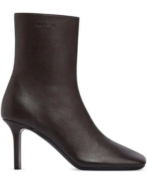 Courrèges square-toe leather ankle boots Brown 425SAB048AG0044