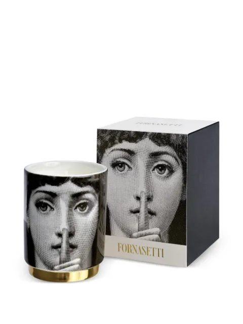 Fornasetti Silenzio gold-base candle (235 g) Black FPXS334