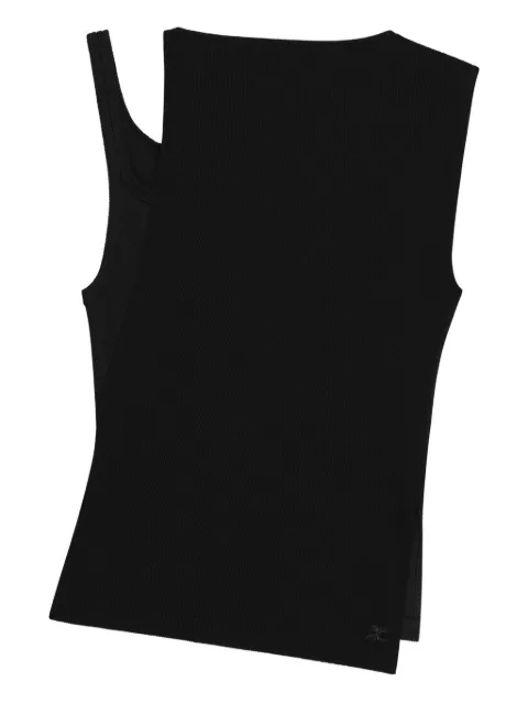 Courrèges asymmetric-neckline ribbed top Black 425JDE146JS0194