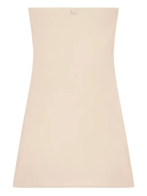 Courrèges logo-appliqué mini dress Neutrals 425JRO749JS0256
