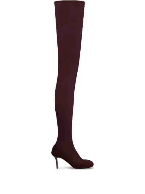 Courrèges square-toe mesh over-the-knee boots Red 425SKB067NY0039