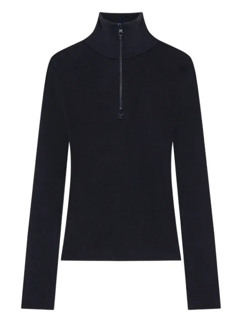 Courrèges zipped mock-neck sweater Blue 325MPU247FI0071