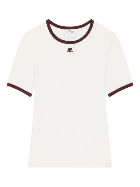 Courrèges contrast-trim cotton T-shirt Neutrals 125JTS017JS0203