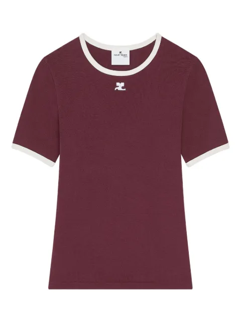 Courrèges contrast-trim cotton T-shirt Red 125JTS017JS0203