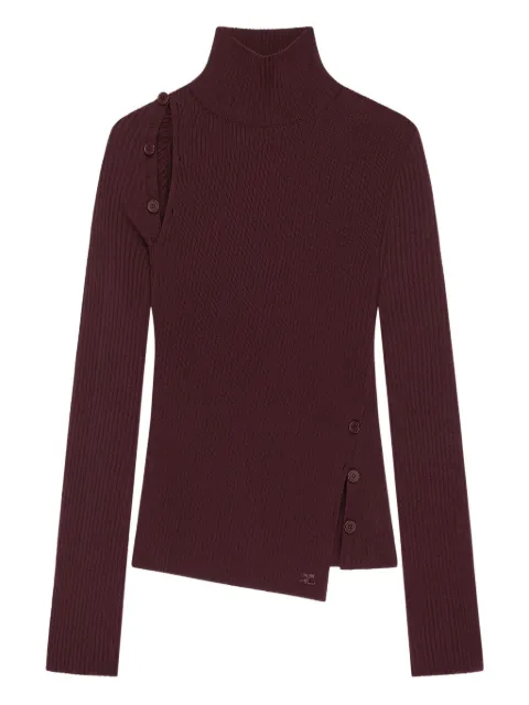 Courrèges buttoned ribbed turtleneck sweater Red MPU258FI0001
