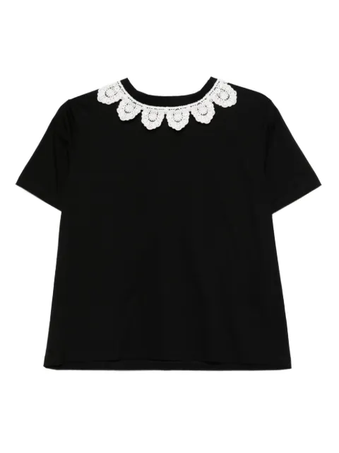 Parlor lace-trimmed cotton T-shirt Black 2025P100