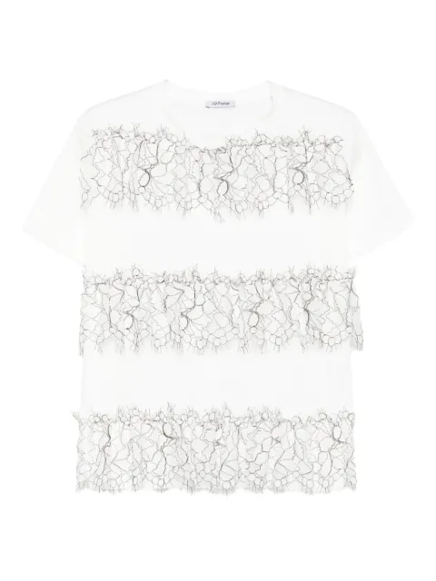 Parlor lace-banded cotton T-shirt White 2025P102