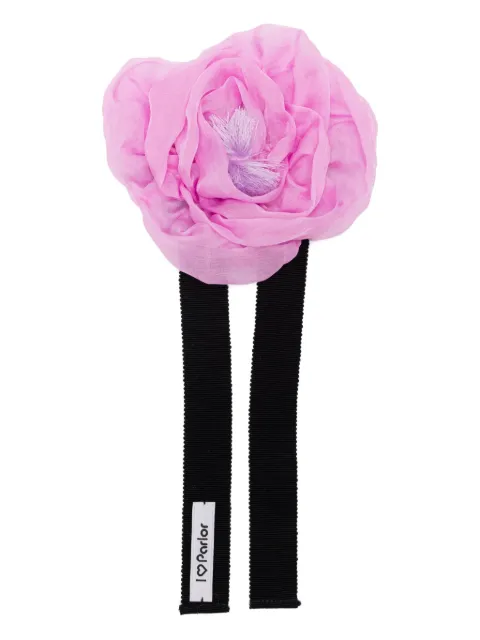 Parlor silk-flower ribbon necklace Purple 2025PA24