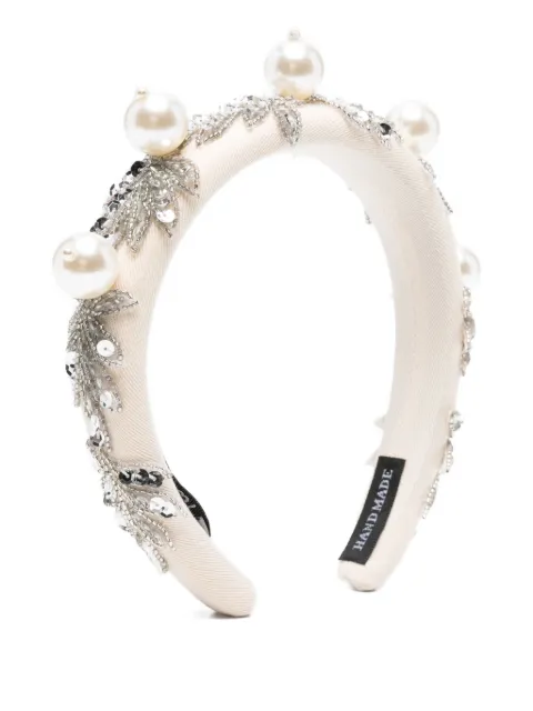 Parlor pearl-embellished sequined headband Neutrals 2025PA15