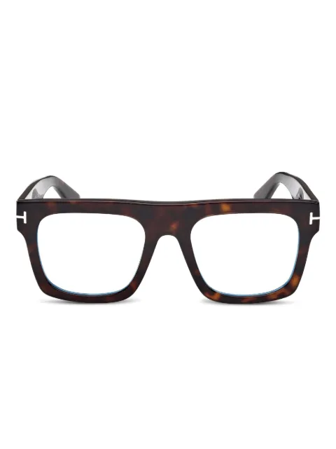 TOM FORD Eyewear square-frame magnetic-clip glasses Brown FT6068B