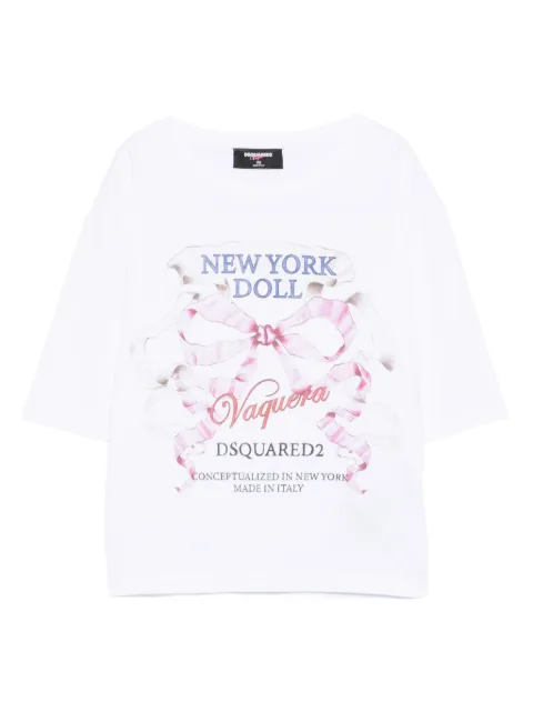 DSQUARED2 crew-neck front-print top White S72GD0590D20020
