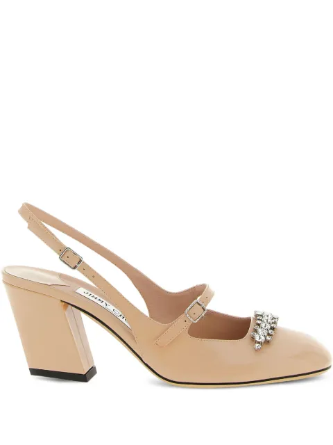 Jimmy Choo 70mm Belinda crystal-embellished slingback pumps Pink BELINDASB70PATMACARON