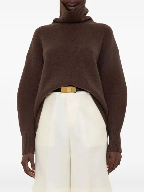 arch4 turtleneck balloon-sleeve sweater Brown KNJP31