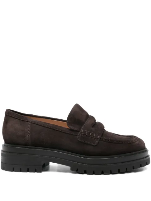 Gianvito Rossi suede-leather penny loafers Brown G2530320GOMSUE