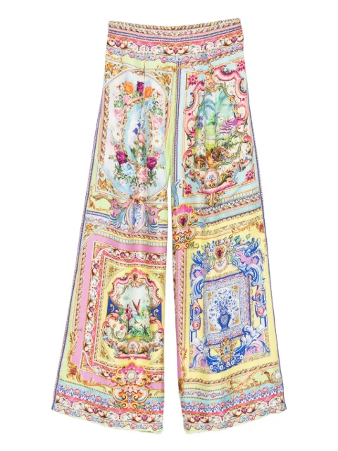 Camilla Spirit Of Santa Maria floral-panelled silk trousers Blue 00035440