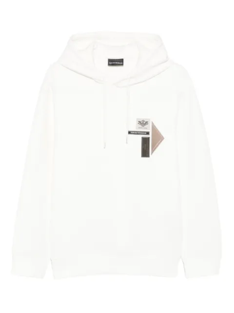 Emporio Armani logo-patch hooded sweater White EM003587AF100131