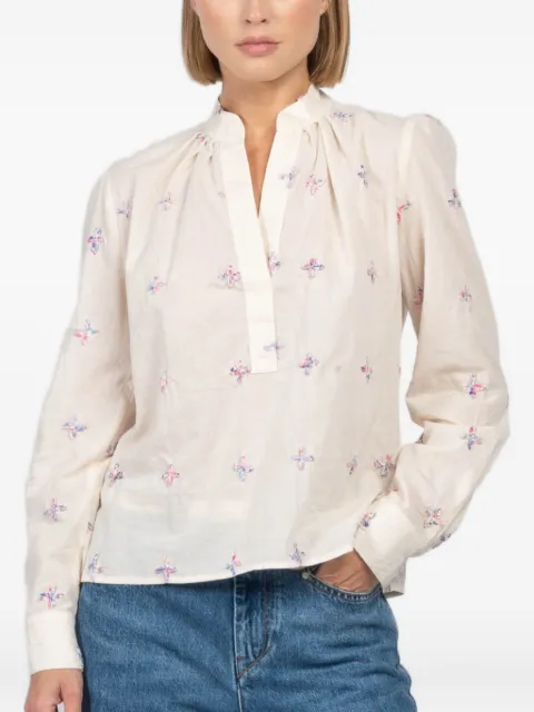 CISSA embroidered puff-sleeve tunic White 8901131272448BLOOM