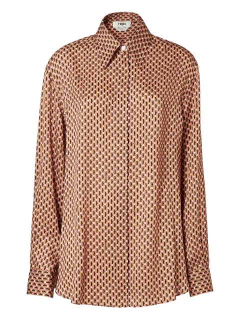 FENDI dots-jacquard silk shirt Brown FS8293AVJ2F1TRM