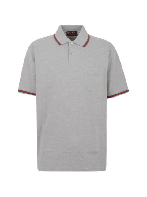 Gucci embroidered-pocket cotton polo shirt Grey 795174XJHEE