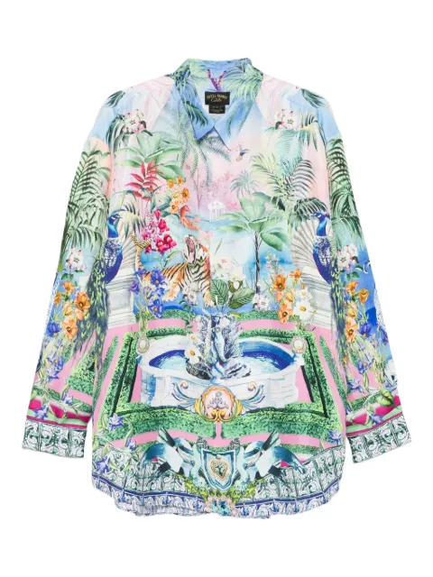 Camilla animal-print point-collar shirt Blue 00035606
