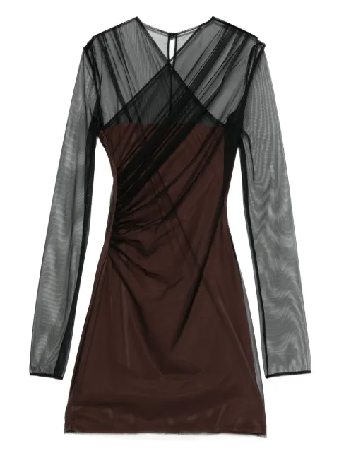 Nensi Dojaka long-sleeve semi sheer dress Brown NDDR2821003100