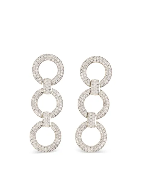Self-Portrait crystal-embellished circle-link earrings Silver AW25619ESL
