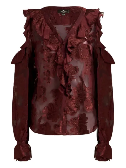 ETRO fil coupé chiffon shirt Red WRIA007399TJD45