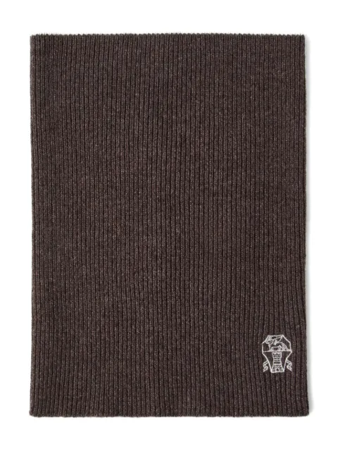 Brunello Cucinelli ribbed logo-embroidered neck warmer Brown M22K90703CPJ38