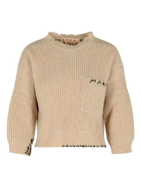 Marni logo-embroidered side-split sweater Neutrals GCMD0626EQUFH301