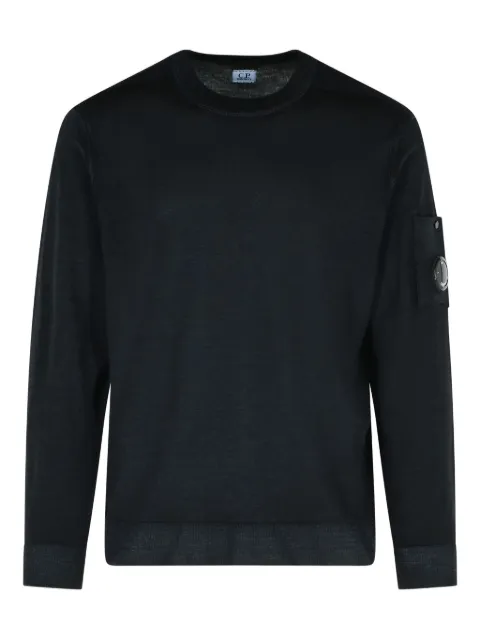 C.P. Company ribbed crew-neck pocket sweater Black 19CMKN024A003247F