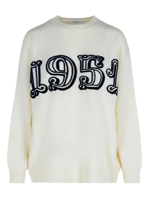 Max Mara logo-embellishment crew-neck sweater White 2521366212600