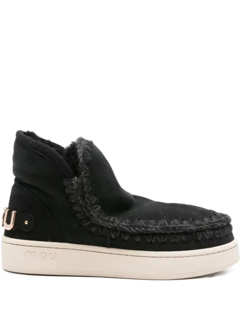 Mou braided-trim suede boots Black FW741001A