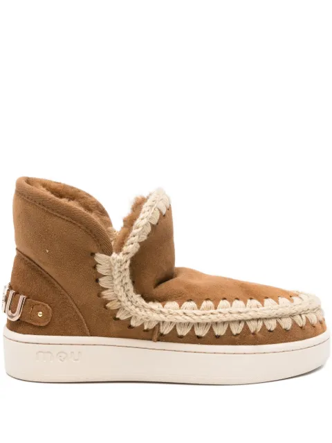 Mou braided-detail suede boots Brown FW741001A