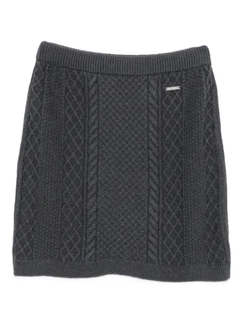 JW Anderson logo-plaque cable-knit mini skirt Grey KW1444YN0446599